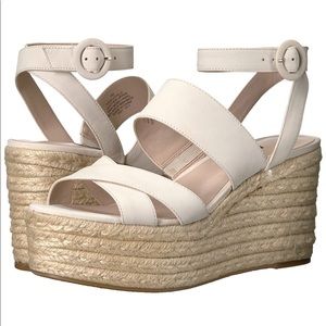 Nine West Kushala OffWhite Nubuck Wedge Sandal NIB